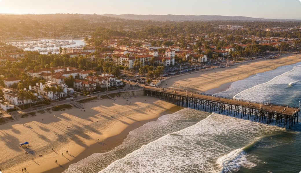 Aerial view of Huntington Beach, CA — Electricians Service Team service area