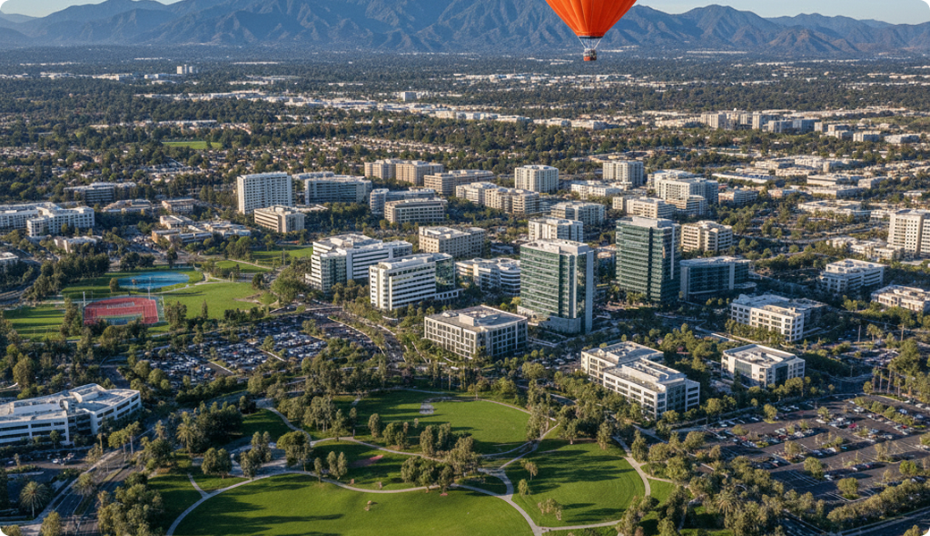 Aerial view of Irvine, CA — Electricians Service Team service area