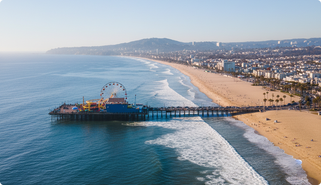 Aerial view of Santa Monica, CA — Electricians Service Team service area