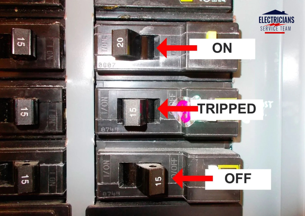Diagnostic guide for homeowners: check the circuit breaker first by looking for the red indicator or middle-aligned switch that signifies a tripped electrical circuit.