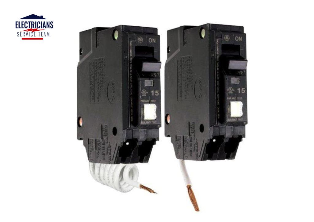 AFCI arc fault circuit interrupter breaker installed in residential electrical panel