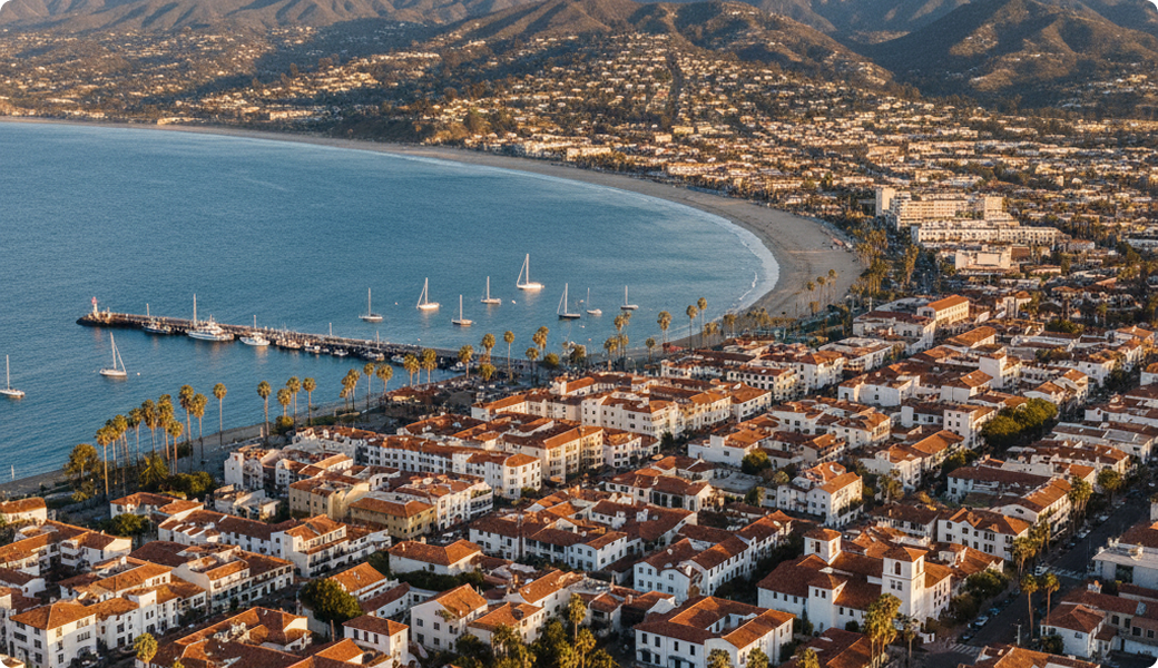 Aerial view of Santa Barbara, CA — Electricians Service Team service area