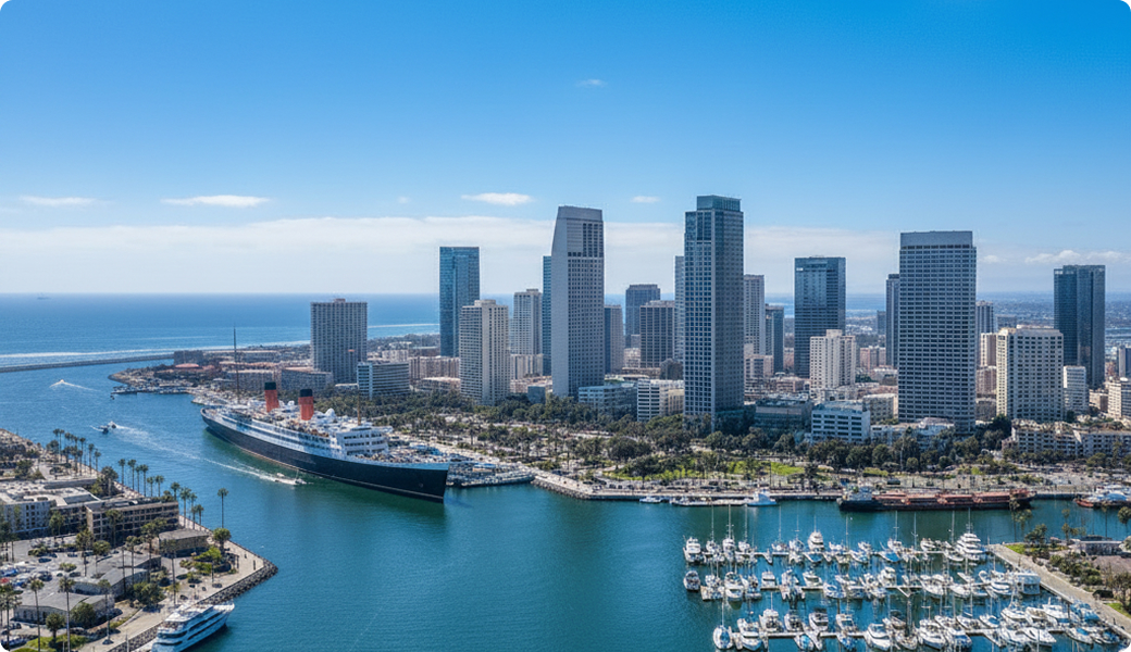 Aerial view of Long Beach, CA — Electricians Service Team service area
