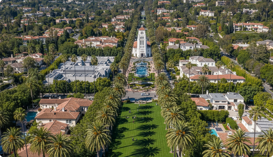 Aerial view of Beverly Hills, CA — Electricians Service Team service area