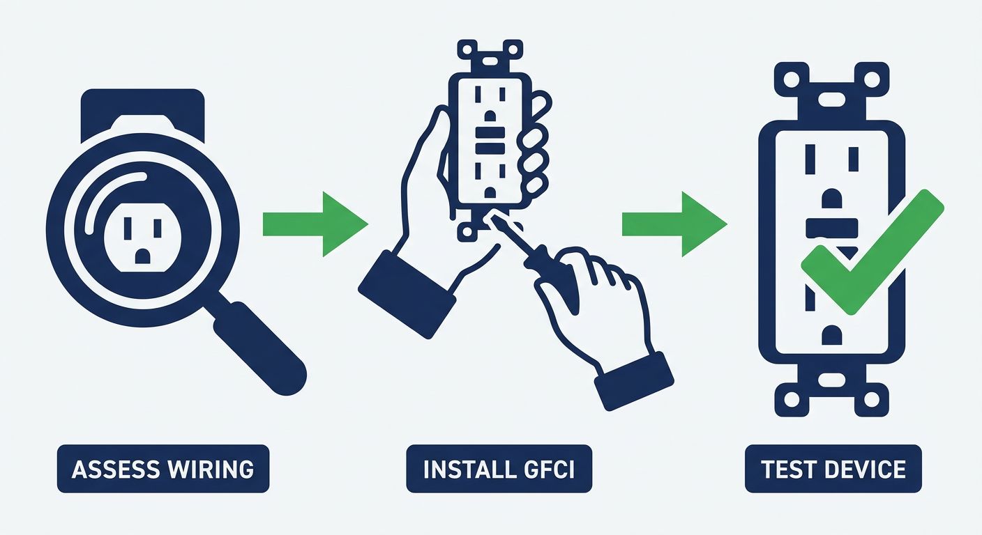 Professional GFCI outlet installation process flow diagram