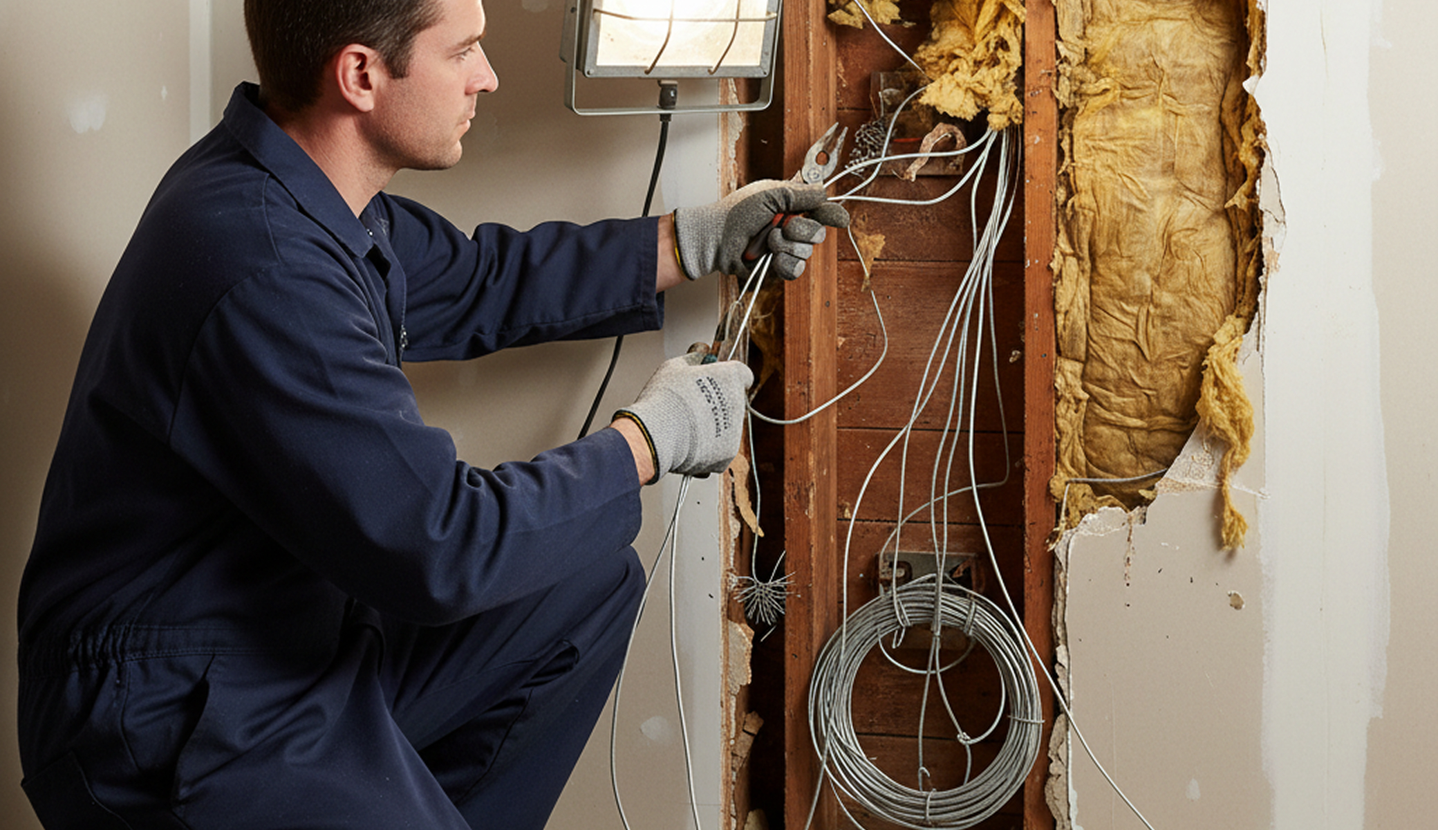 Professional electrician handling aluminum wiring replacement for a customer
