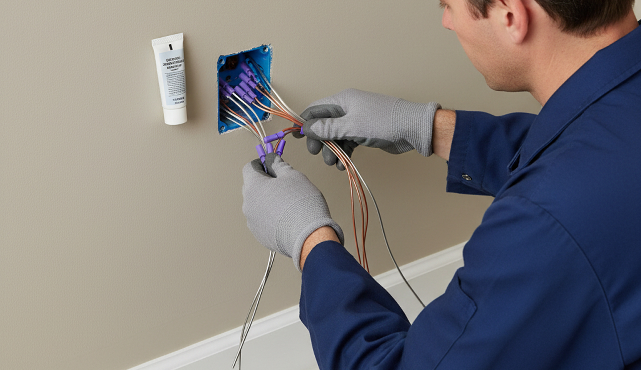 Professional electrician handling aluminum wiring replacement for a customer