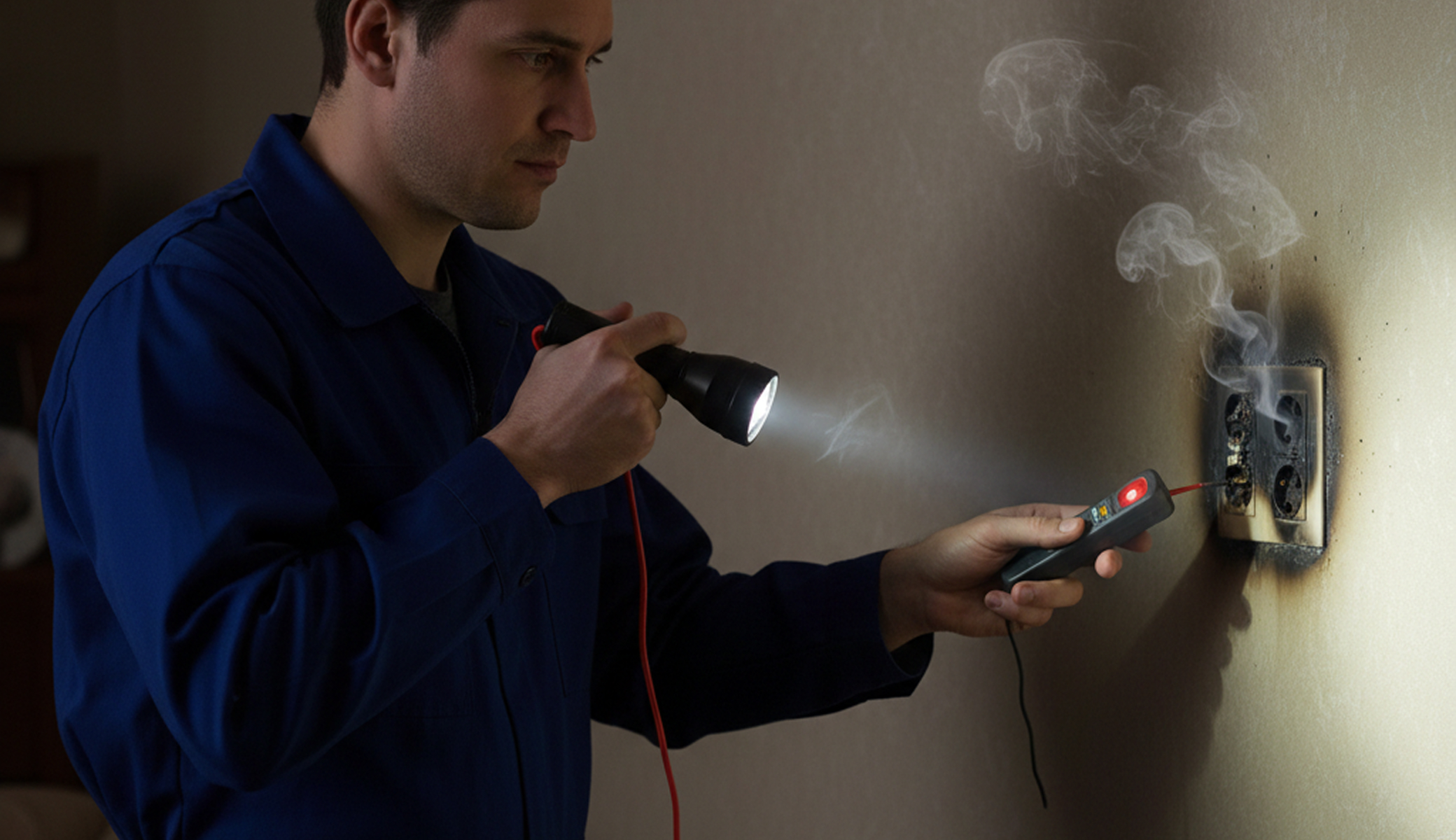 Professional electrician handling emergency electrician for a customer
