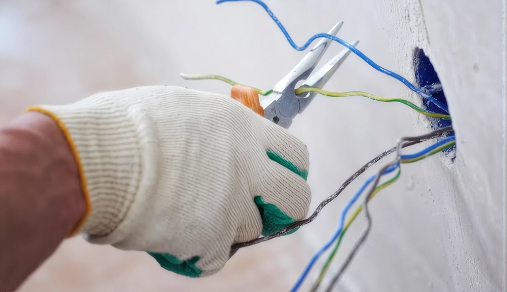 Professional electrician handling aluminum wiring replacement for a customer