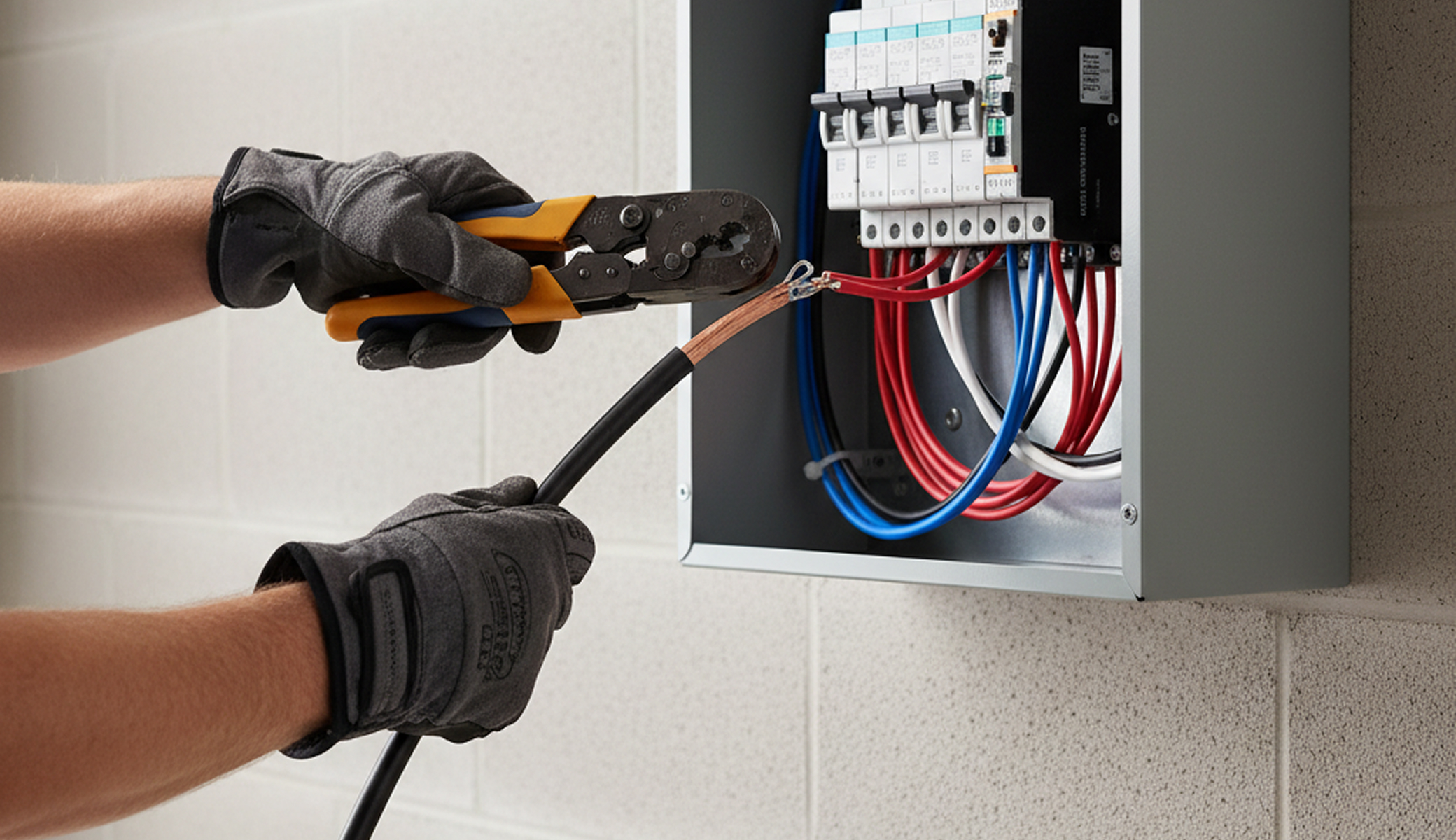 Professional electrician handling generator installation for a customer