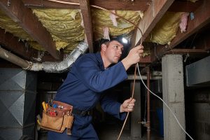 Licensed electrician performing aluminum wiring replacement work for Electricians Service Team